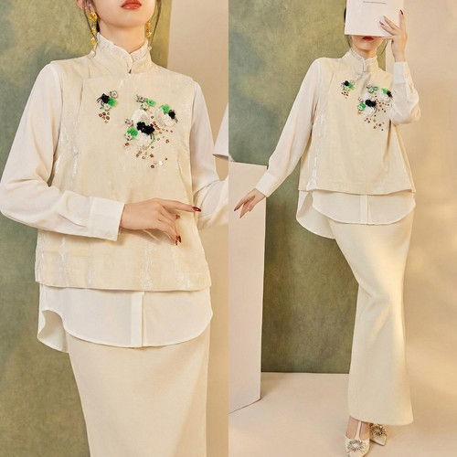 新中式真丝丝绒汉服套装