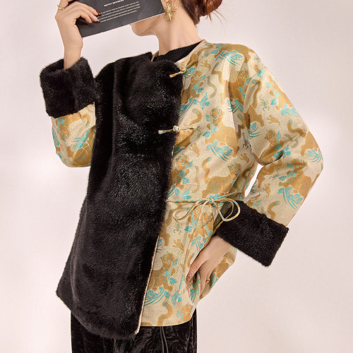 秋冬织锦提花保暖棉服