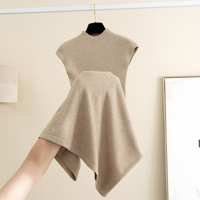 中长款针织连衣裙女纯色a字裙