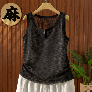 上衣内搭打底衫 假两件套纯色外穿无袖 新款 针织吊带背心女2026夏季