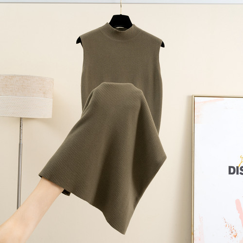 纯色半高领针织连衣裙女