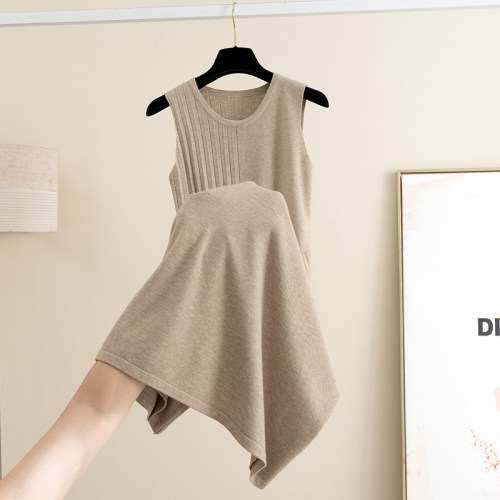 羊毛纯色针织吊带背心连衣裙女