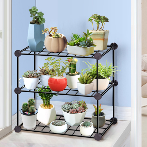 多层铁艺组合室内外移动置物花架