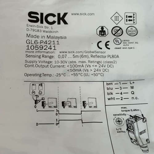 西克SICK光电传感器GL6-P4211，型号1059241[议]