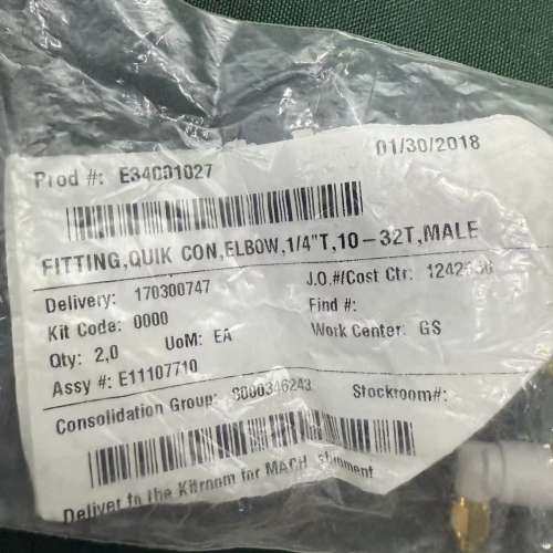 E34001027 FITTING,QUIK CON,ELB【议】