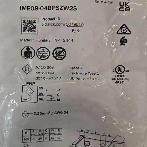 西克光电传感器IME08-04BPSZW2S，电感接近开关，[议]
