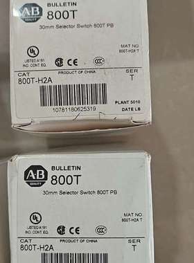 AB罗克韦尔800T-H2A选择开关，30mm标准旋钮，白色【议】