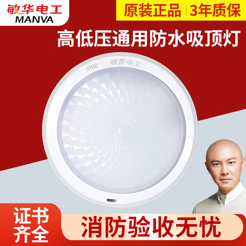 敏华DC36VAC220V消防应急吸顶灯2024新国标应急照明灯防水IP68