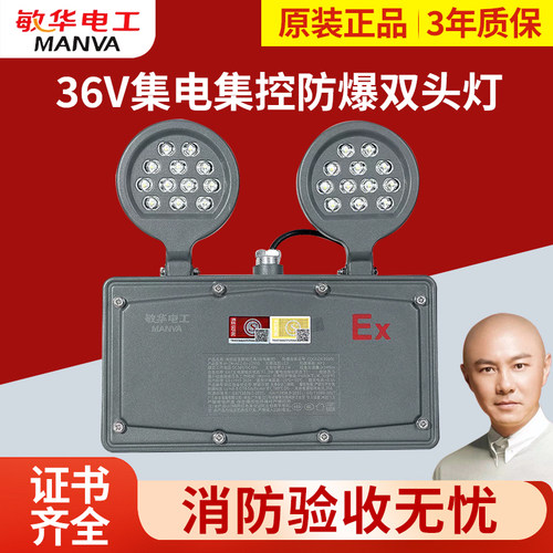 敏华集电集控防爆双头灯新国标消防应急照明灯A型DC36V防水型疏散