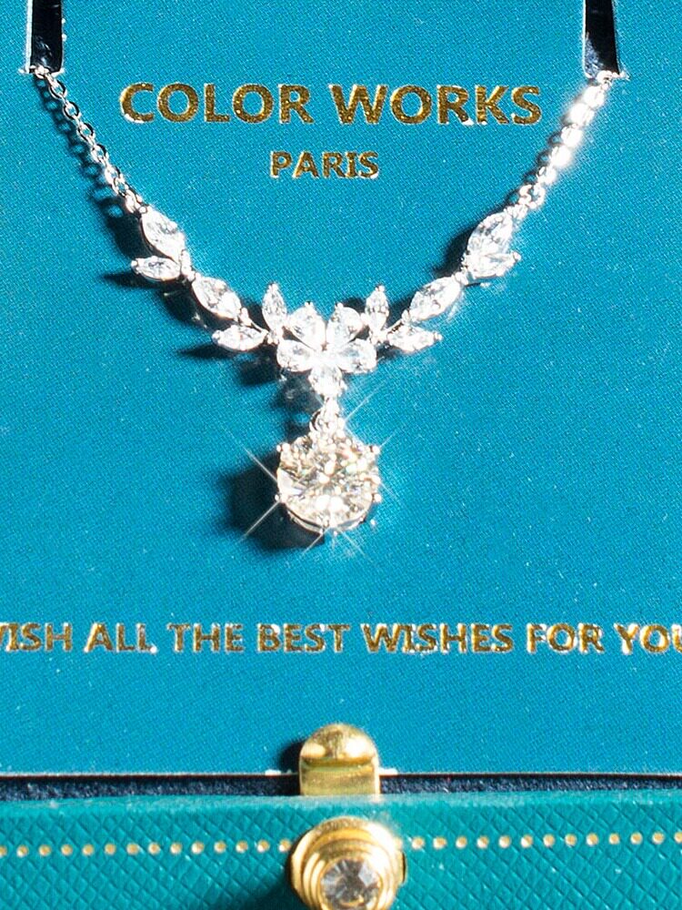 컬러 작품 밀 귀 MOISSANITE 다이아몬드 999 순수 실버 목걸이  여성 생일 크리스마스 선물 가장 친한 친구
