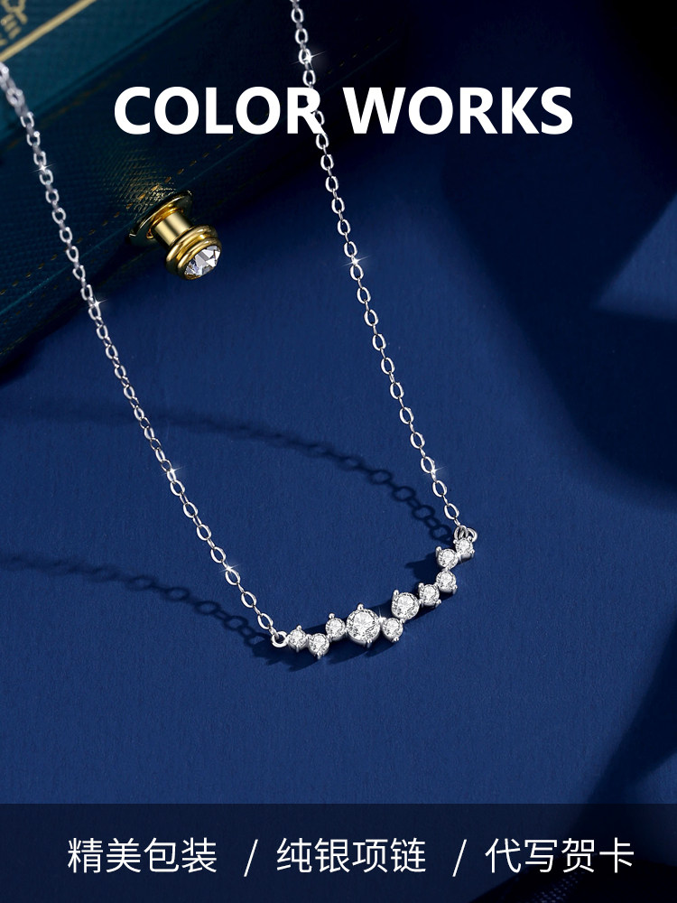 프랑스어 COLORWORKS 작은 다이아몬드 스마일  라이트 럭셔리 틈새 목걸이 여자 하이 엔드 새로운 선물 핫 스타일