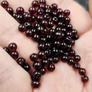 仿石榴石圆珠仿玉石散珠4毫米鸡血红玻璃珠子手链项链饰品配件珠
