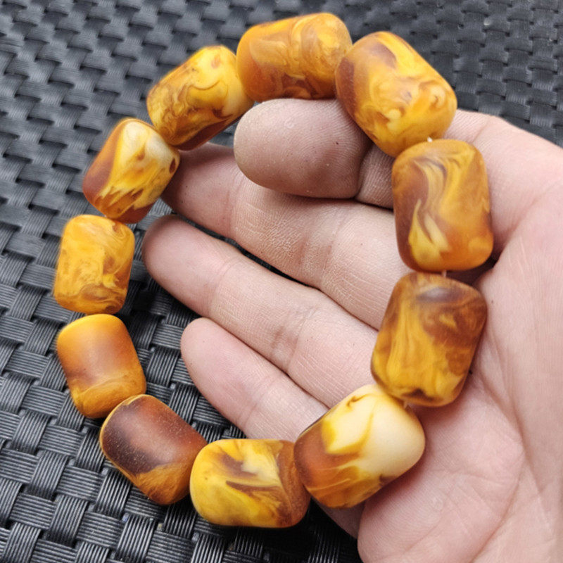 荧光浮盐水蜜蜡桶珠手链人造老蜜蜡话蜜蜡路路通男女同款手链手串