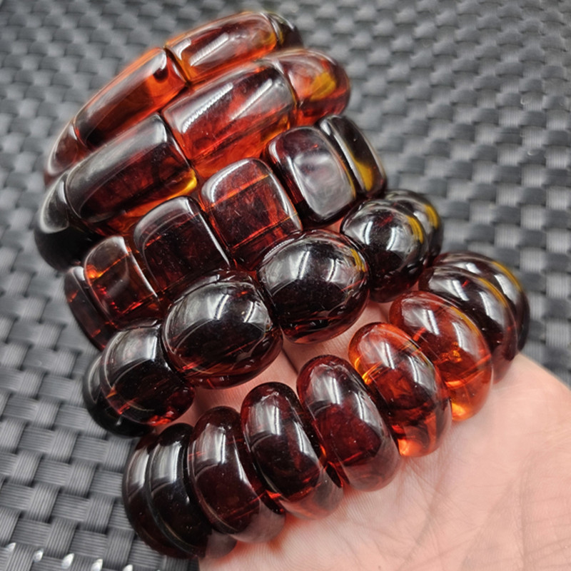 荧光浮盐水琥珀平安牌手链