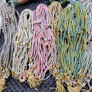 粗款可调节挂件绳拼色彩色装饰吊坠绳翠玉和田玉碧玉项链绳玉绳