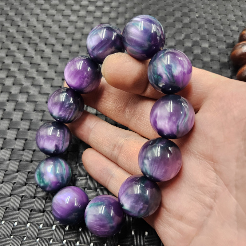 紫罗兰渐变色蜜蜡圆珠散珠人造