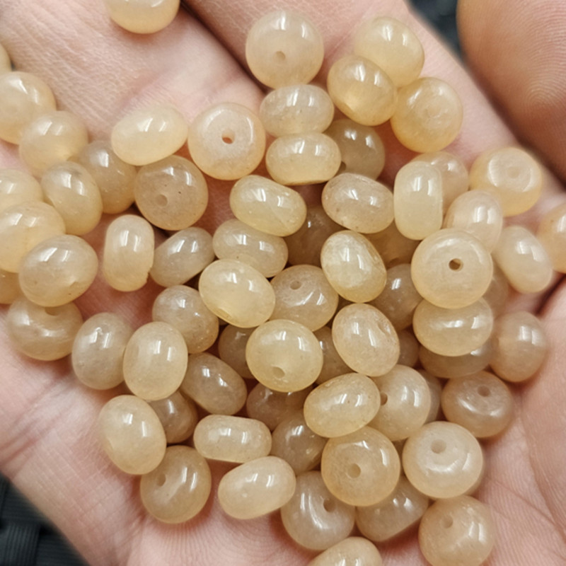 红糖色平安扣玉石散珠藕粉色