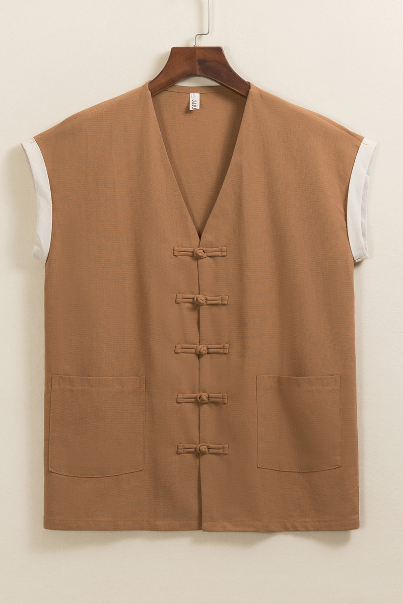QT715-C812-P55风复古风盘扣唐装背心男士休闲汉服无袖马甲-1,男装背心/马甲,钱塘715