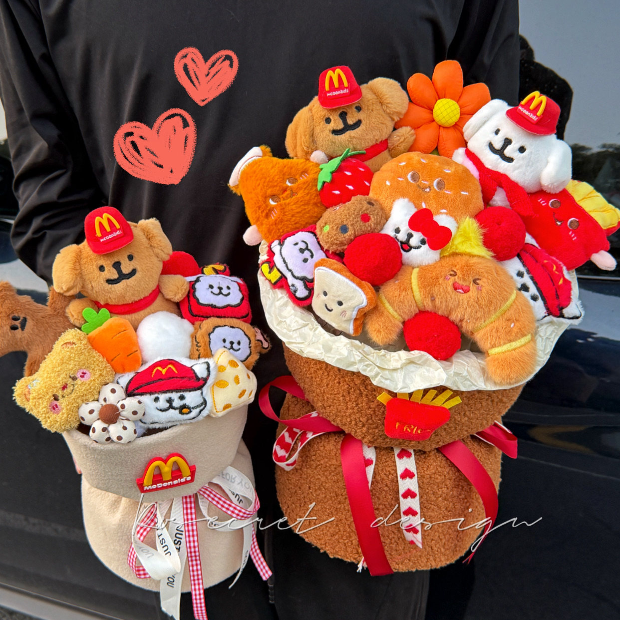 可爱麦当当线条小狗玩偶花束卡通花送女孩毕业生日新年礼物圣诞节