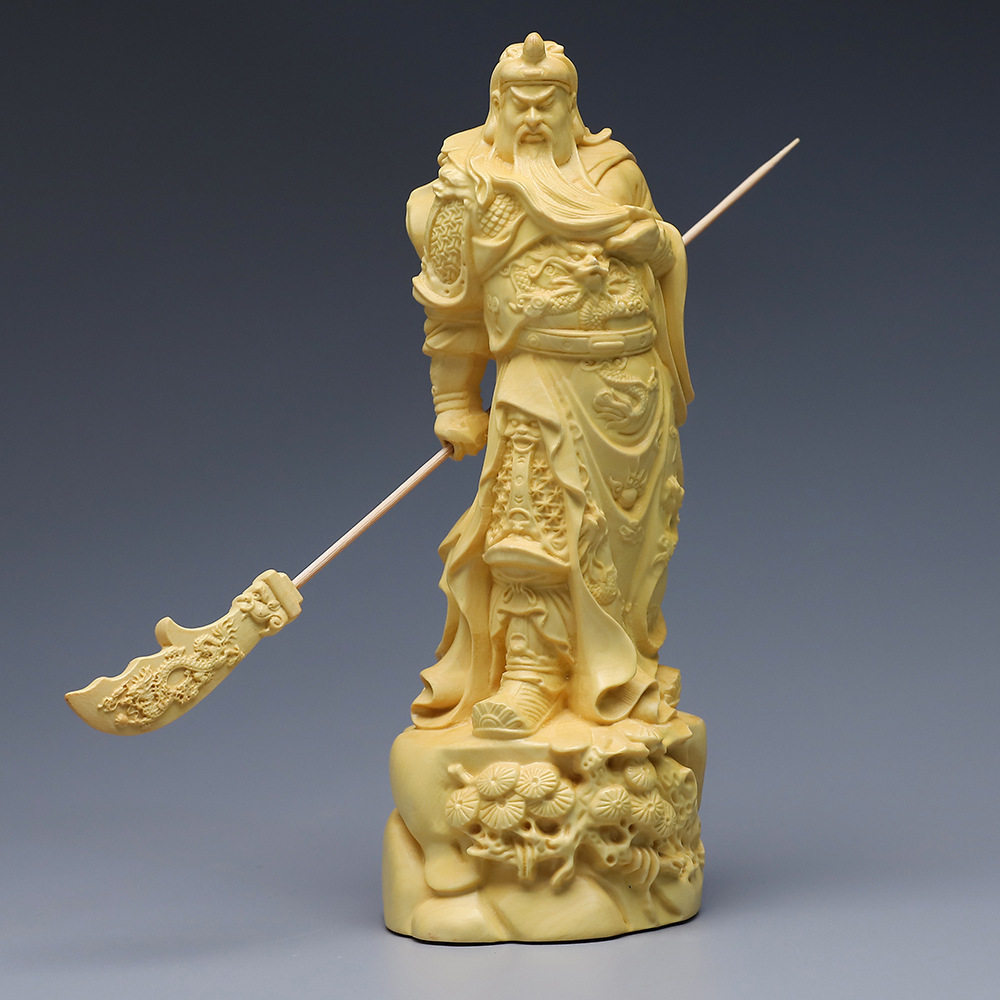 黄杨木雕关公佛像摆件武财神关羽神像摆件实木工艺品送礼品家居