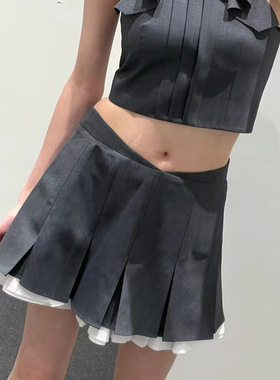 花一【上海高版本】24ss新高级百搭三层白边双层A型半裙女shushut