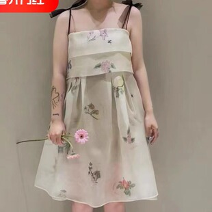 花一【上海高品质】22ss新抹胸印花吊带连衣裙气质仙女A型吊带裙