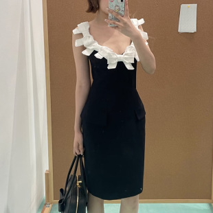 新毛边不规则蝴蝶结收腰背心连衣裙女shushuto 本 花一 上海高版