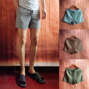 运动休闲健身不过膝三分裤 纯色速干短裤 大码 美式 夏新款 沙滩裤 男士