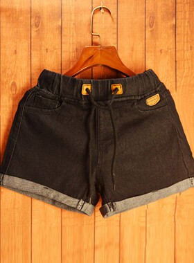 夏新款韩版男士修身纯色卷边弹力超短裤三分牛仔短裤沙滩裤热裤女