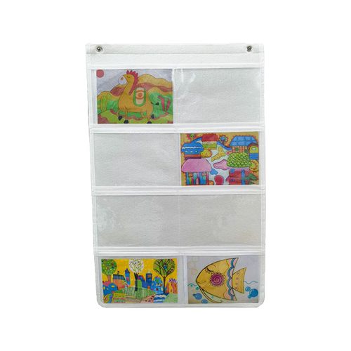 a5幼儿园美术作品袋透明收纳袋教室墙壁挂式画袋绘本画画挂墙挂袋