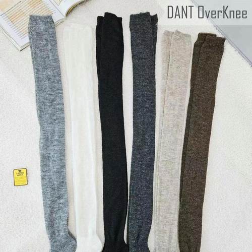 Aileen韩国袜子纯色羊毛过膝袜