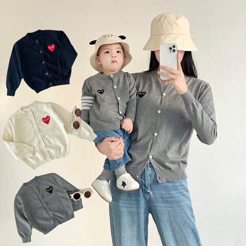 爱心刺绣小熊春秋针织开衫