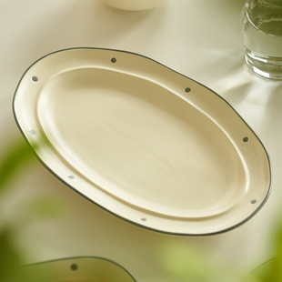 肆月鱼盘家用蒸鱼盘子2025新款高级感陶瓷深鱼盘椭圆形蒸鱼盘大号