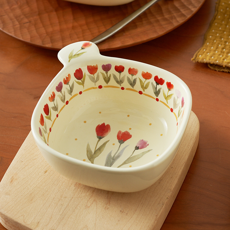 肆月锦上添花手柄小碗
