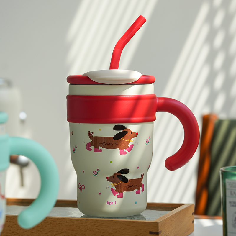 肆月大容量吸管保温保冷杯可爱