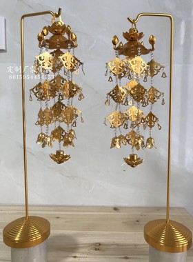立式佛前鎏金璎珞供佛一对带架子佛堂用具大中小号