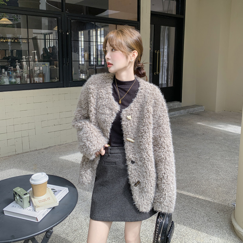 2025新款冬季设计感外套女加厚显瘦棉衣棉服皮毛一体毛毛棉袄外套，女装皮草，浙宝178