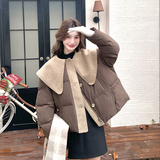 毛呢娃娃领拼接羽绒服女冬季新款韩系小个子90白鸭绒减龄短款外套，女装羽绒服，浙宝178