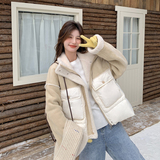 卡其色拼接内胆羽绒服女冬季新款韩系休闲宽松小个子白鸭绒外套，女装皮草，浙宝178
