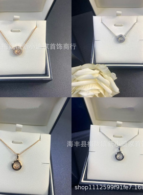 高版本V金肖邦快乐单钻圆形项链女玫瑰金时尚百搭锁骨链厂家直销