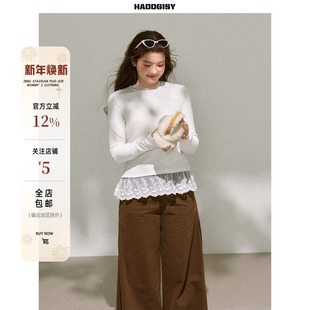 白色蕾丝内搭可外穿上衣遮肉显瘦2025新款 胖mm长袖 女装 曾小咸大码