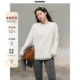 女装 糯糯肤感 米白色蕾丝拼接长袖 曾小咸大码 内搭上衣胖mm春季