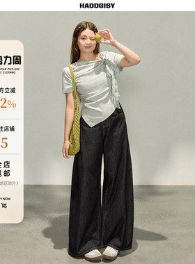 曾小咸大码女装“甜痒少女”灰色修身短袖T恤胖mm春套装短款上衣