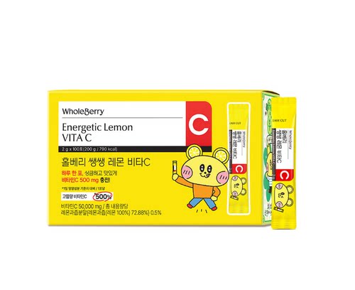 韩国直邮wholeberry维生素C柠檬粉末高含量100条夏日白泡水