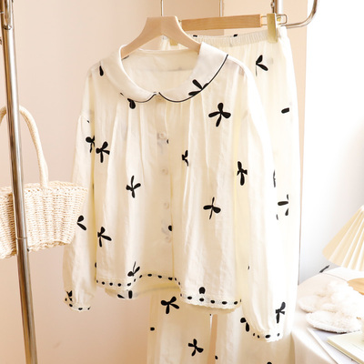 春夏季甜美可爱纯棉带胸垫睡衣女