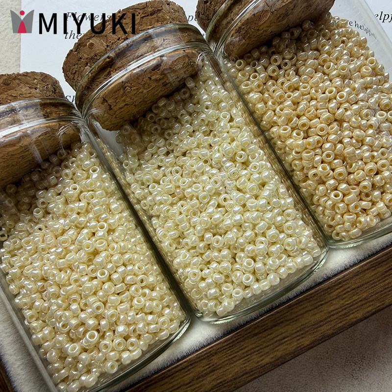 日本进口御幸米珠1.5/2/3mm珍珠色圆珠 手工DIY串珠手链项链材料