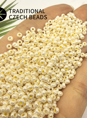 进口捷克宝仕奥莎2/3/4mm珍珠色米珠手工DIY串珠散珠手链饰品配件