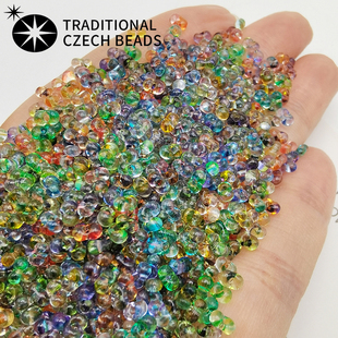 捷克进口宝仕奥莎2x4mm渐变双色透明小花生珠diy手链串珠散珠材料