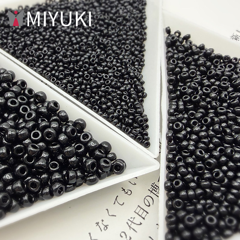 日本MIYUKI御幸401黑色米珠1.5/2/3mm圆珠手工DIY串珠手项链材料