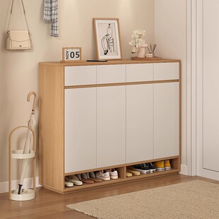 实木芯加高鞋柜1.2米92cm带抽屉家用门口外入户玄关多层带门鞋架